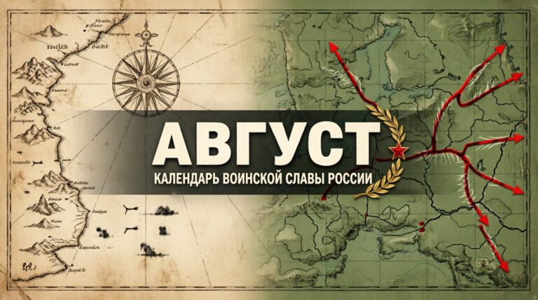Текст на старинной карте "Август" Дни воинской славы России